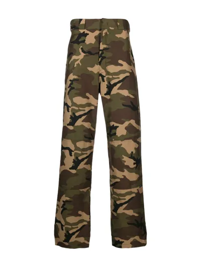 Palm Angels Camouflage-print Wide-leg Trousers In Military