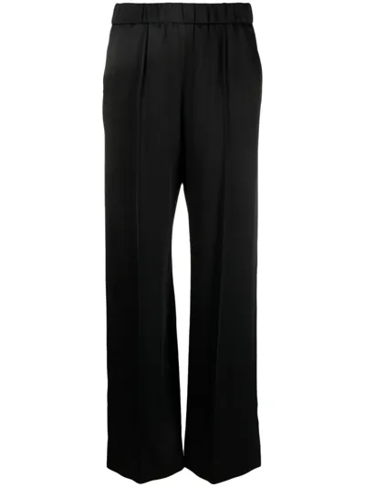 Jil Sander Satin-finish Wide-leg Trousers In Black