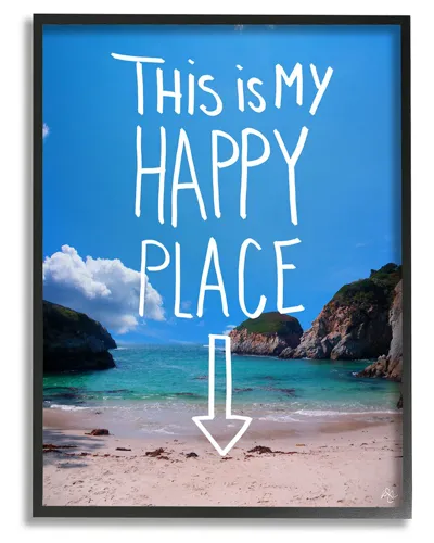 Stupell My Happy Place Summer Beach Framed Giclee Wall Art By K. Kaufman