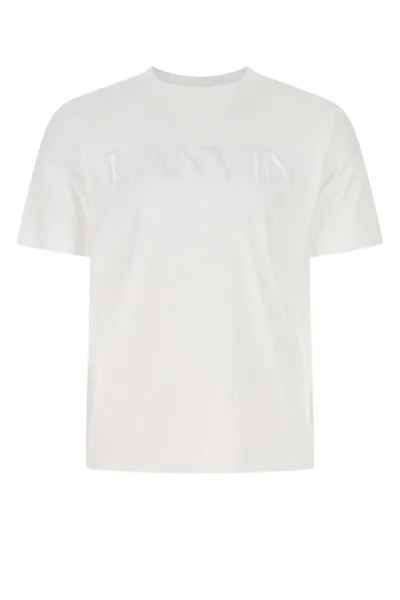 Lanvin Logo Embroidered Cotton T-shirt In White