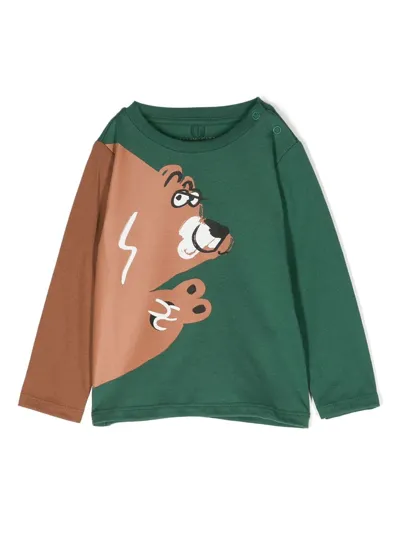 Stella Mccartney Green T-shirt For Baby Boy With Logo And Print