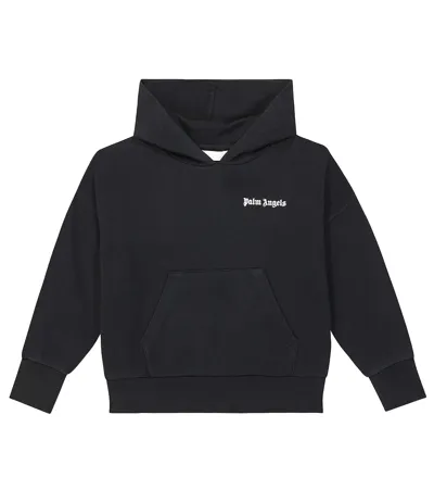 Palm Angels Kids' Logo Cotton Hoodie In Black