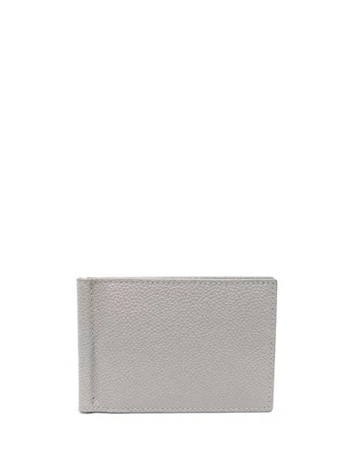 Thom Browne Money Clip Leather Wallet In Grey