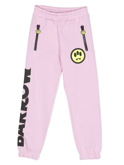 Barrow Kids' Logo-print Cotton Track Pants In Pink