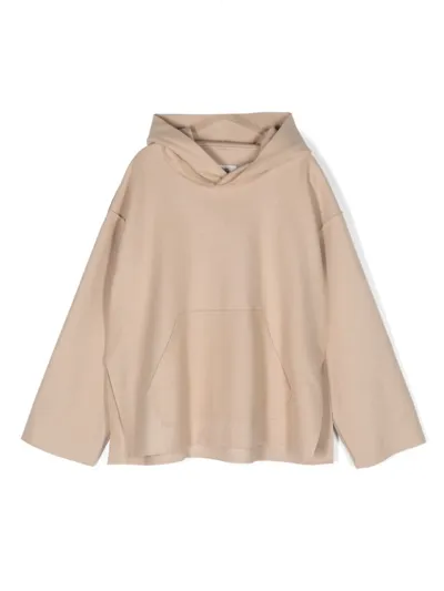 Mm6 Maison Margiela Kids' Logo-embroidered Drop-shoulder Hoodie In Neutrals