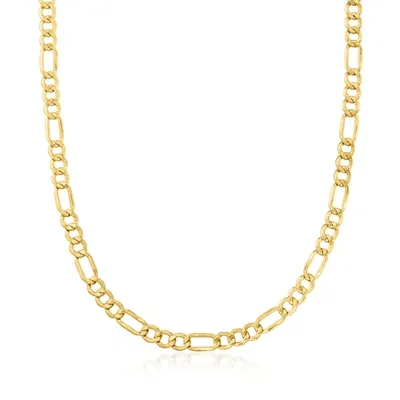 Canaria Fine Jewelry Canaria Men's 6.4mm 10kt Yellow Gold Figaro-link Necklace In White