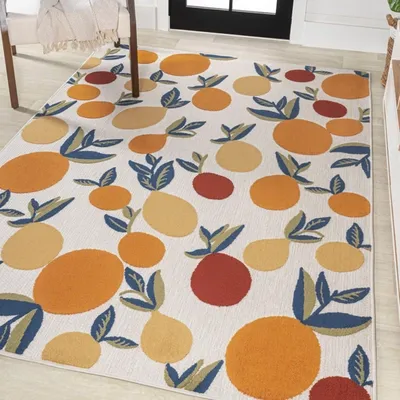 Jonathan Y Limone Bold Lemon High-low Indoor/outdoor Orange/beige/cream Area Rug