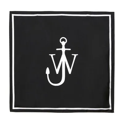 Jw Anderson Anchor Logo-print Silk Scarf In Black