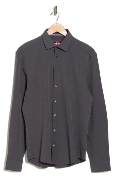 Soul Of London Microfiber Button-up Shirt In Charcoal