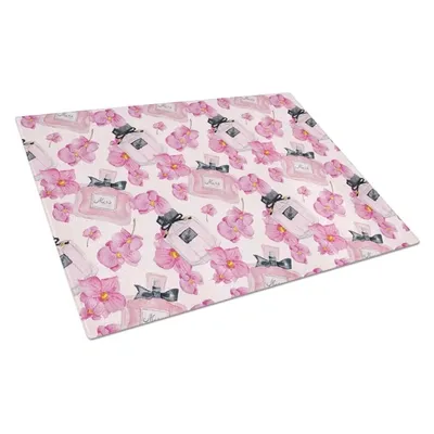 Caroline's Treasures Bb7510lcb Watercolor Pink Flowers & Perfume Glass Cutting Board, Large