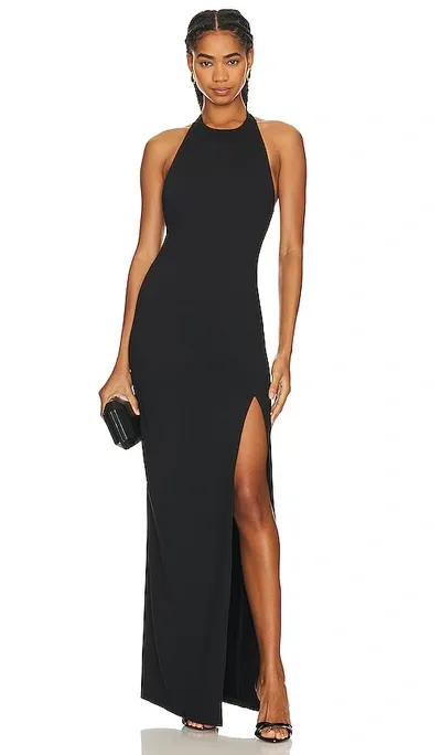 Susana Monaco Low Back Halter Maxi Dress In Midnight