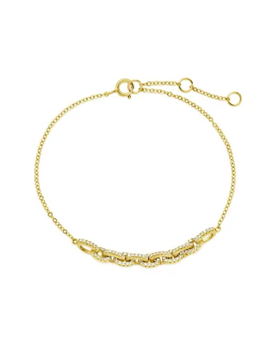 Sterling Forever 14k Plated Cz Harley Chain Bracelet