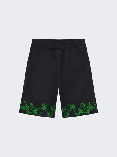 Veert Black Heart Embroidered Shorts