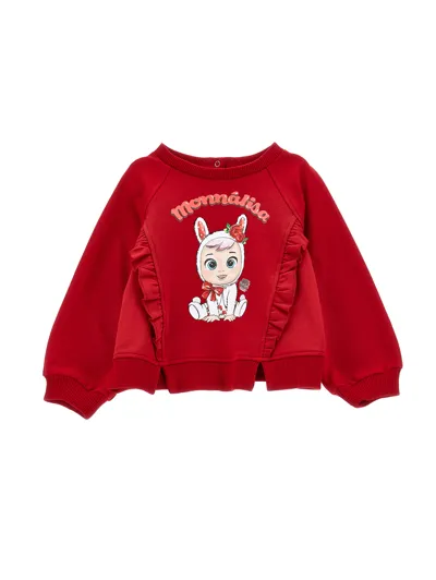 Monnalisa Cry Babies Sweatshirt In Ruby Red