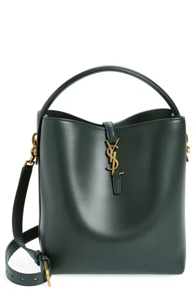 Saint Laurent Le 37 Calfskin Bucket Bag In 3045 New Vert Fon