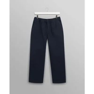 Wax London Navy Organic Cotton Twill Kurt Trouser In Blue