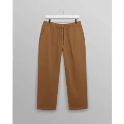 Wax London Camel Organic Cotton Twill Kurt Trouser In Brown