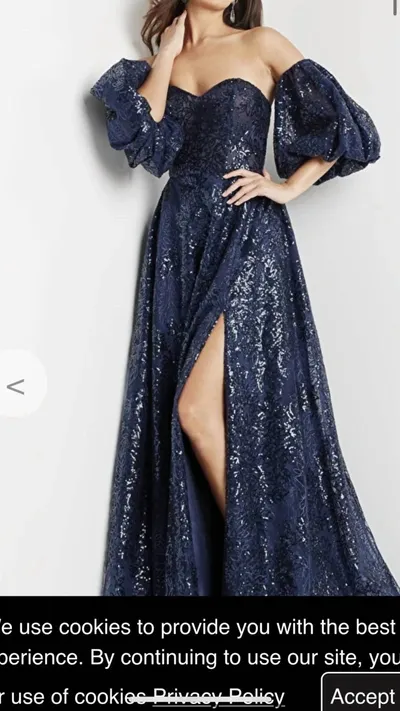 Jovani Aline Goen In Navy In Blue