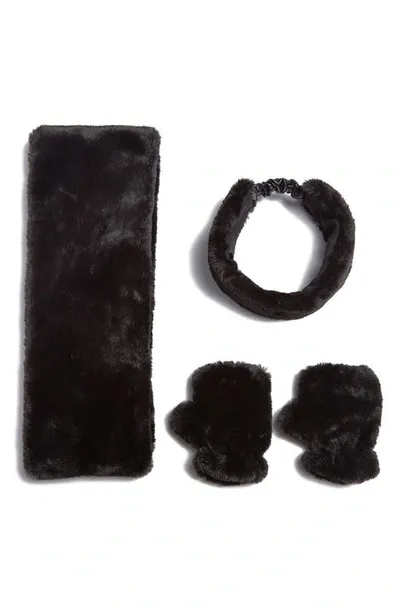 Apparis Kids' Abby Faux-fur Scarf Set In Noir