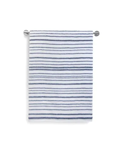 Cassadecor Urbane Stripe Cotton Hand Towel, 18" X 28" In Demin Blue,white