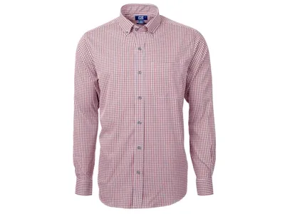 Cutter & Buck Versatech Multi Check Stretch Mens Long Sleeve Dress Shirt In Pink