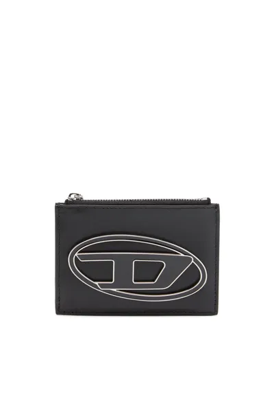 Diesel Card Holder In Leather In Nero