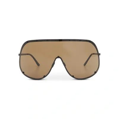 Rick Owens Oversized Shield Sunglasses In 0904 Black/brown