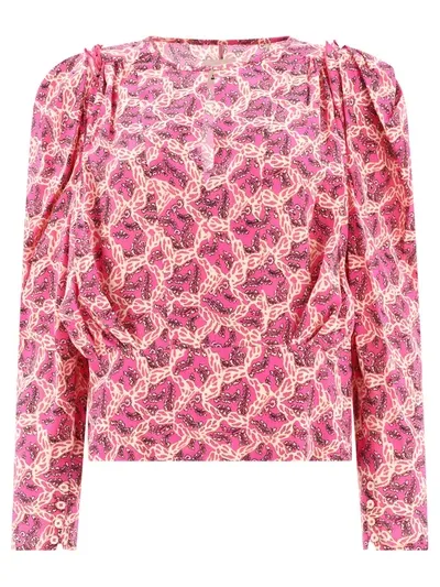 Isabel Marant Zarga Blouse In Fuchsia Silk Blend In Multicolor