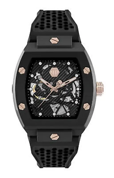 Pre-owned Philipp Plein Black Mens Analogue Watch The Skeleton Ecoceramic Pwvba0523