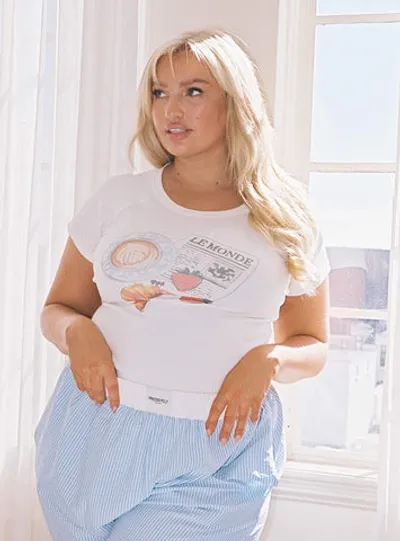 Princess Polly Sleepwear Breakfast Buffet Sleep Tee In White