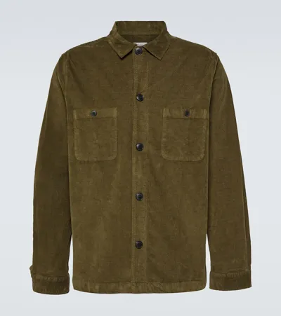 Sunspel Cotton Corduroy Overshirt In Green