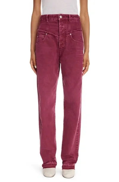 Isabel Marant Noemie Raw-edge Straight Leg Jeans In Burgundy