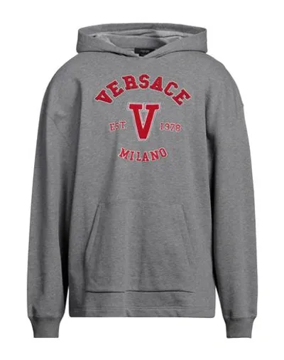 Versace Man Sweatshirt Grey Size L Cotton, Polyester, Acrylic, Wool