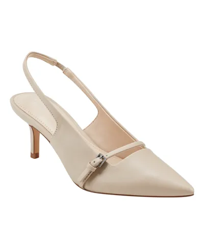 Marc Fisher Women's Alorie Slingback Pointy Toe Dress Pumps In Ivory- Manmade