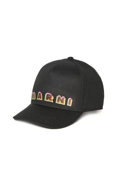 Marni Kids Logo Printed Baseball Cap In Black