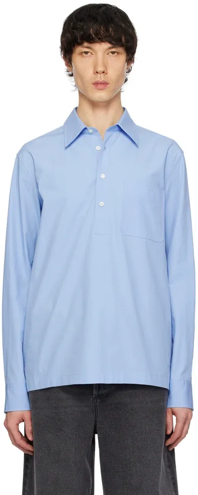 Valentino Blue Patch Pocket Shirt In Iris Lilac