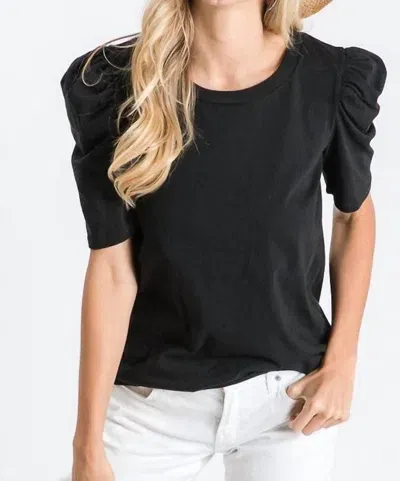 7th Ray Puff Short Sleeve Top In Black