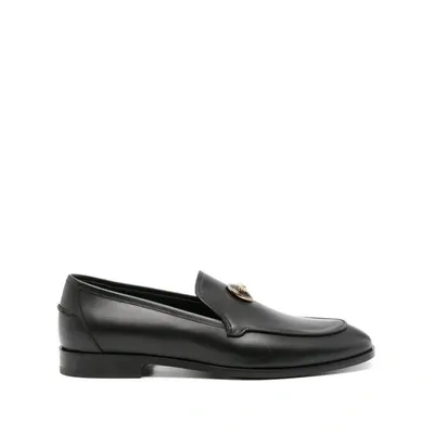 Versace Medusa Leather Slippers In Black