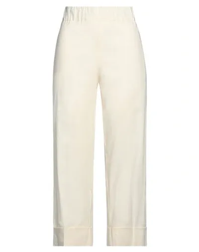 D-exterior D. Exterior Woman Pants Cream Size 8 Linen, Elastane In White