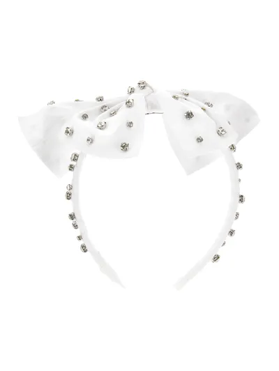 Monnalisa Kids'   Satin Maxi Bow Headband In White