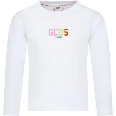 Gcds Mini Kids' White T-shirt For Boy With Logo