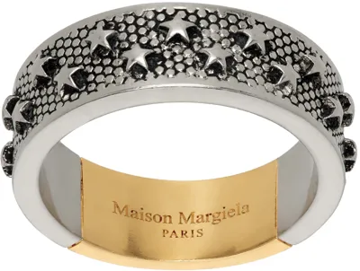 Maison Margiela Star-embossed Flat-band Ring In Silver