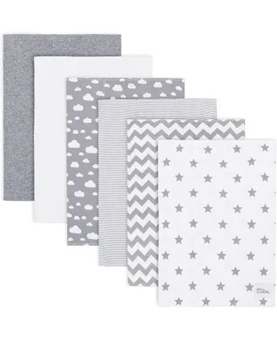 Comfy Cubs Babies' Cotton Burp Cloths, Pack Of 6 In Gray Patten