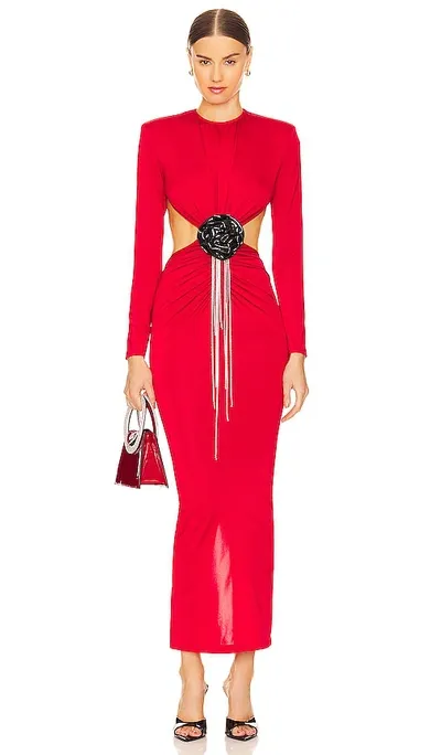 The New Arrivals By Ilkyaz Ozel Thea Dress In Rouge Dada