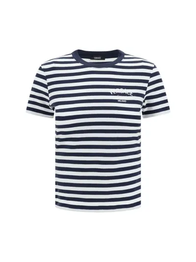 Versace Nautical Stripe T-shirt In Blue