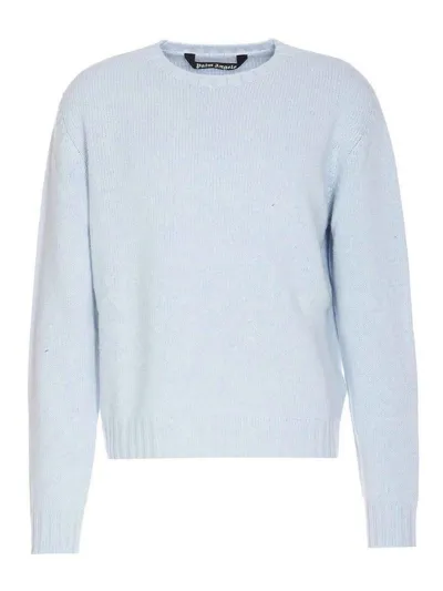 Palm Angels Curved Logo Sweater In Blue