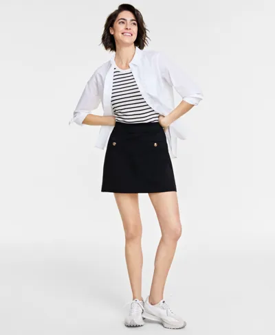 On 34th Women Ponte-knit Mini Skirt, Created For Macy's In Deep Black