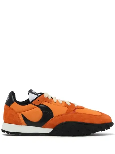 Marine Serre Moonwalk Moon-embellished Leather Trainers In Orange