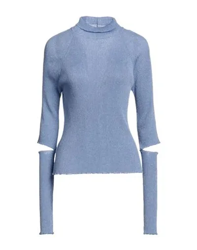 Des Phemmes Des_phemmes Woman Turtleneck Pastel Blue Size 8 Viscose, Polyester, Metallic Polyester