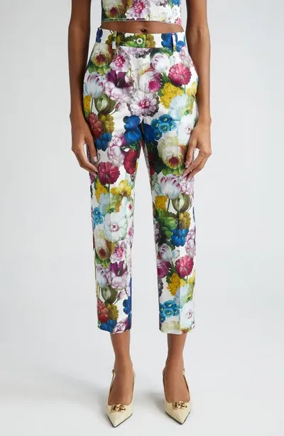 Dolce & Gabbana Floral-print Cropped Trousers In Multicolour